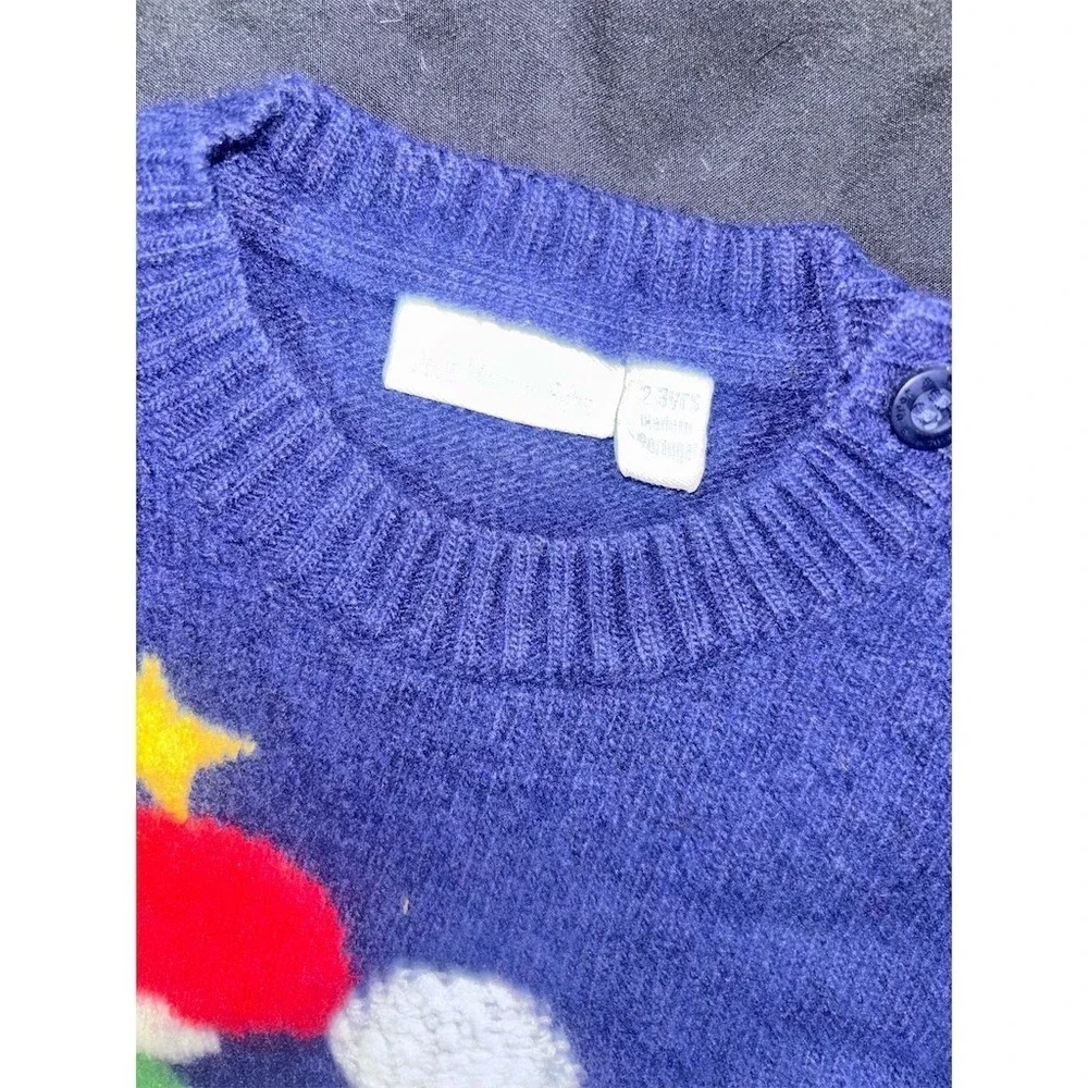 JoJo Maman Bébé Boys Sweater 2T Navy Christmas Dinosaur Trexmas Pullover T-Rex